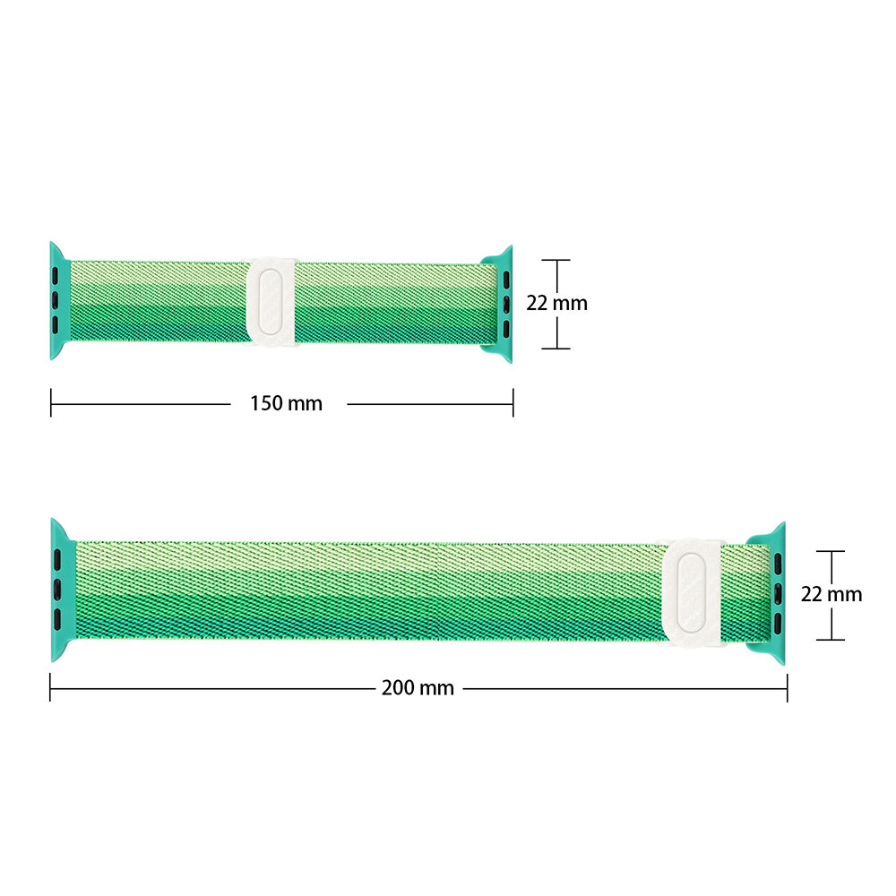 For Apple Watch Ultra 2 Ultra 49mm / Series 9 8 7 45mm / 6 5 4 SE (2022) SE (2023) SE 44mm / 3 2 1 42mm Nylon Watch Strap - Gradient Green For Apple Watch Ultra 2 Ultra 49mm / Series 9 8 7 45mm / 6 5 4 SE (2022) SE (2023) SE 44mm / 3 2 1 42mm Nylon Watch Strap - Gradient Green